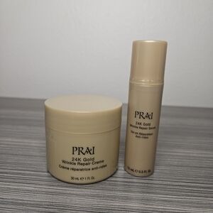 Prai Duo 24k Gold Wrinkle Repair Creme 1oz + Winkle Repair Serum .5oz New